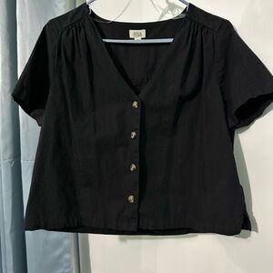 a.n.a Black Short Sleeve Button-Down Shirt
